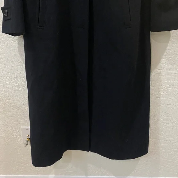 Vintage Black long 100% pure wool overcoat jacket by Jones New York sz 10 S/M - Picture 8 of 9